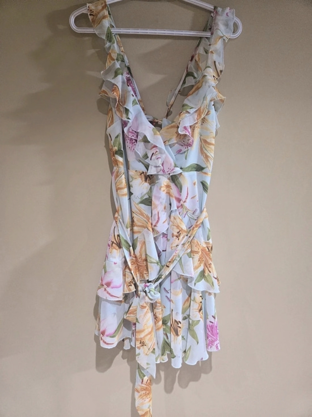 NWT Forever 21 Floral Ruffle Mini Dress Cami Wrap Tiered Sun Dress